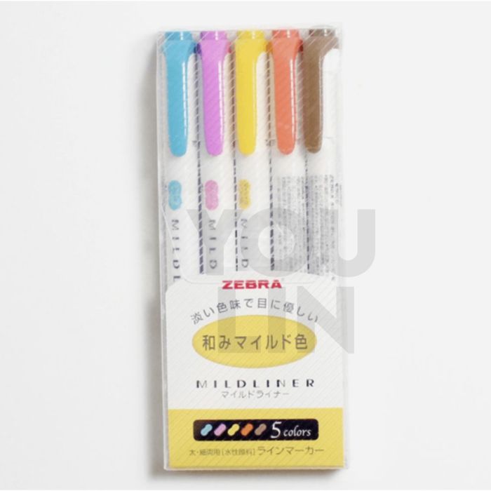 Zebra WKT7-5C-RC Mildliner Highlighter 5pcs