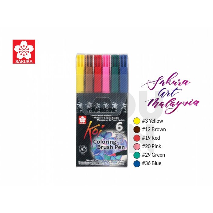 Sakura XBR-6B1 Koi Colouring Brush Pen Set