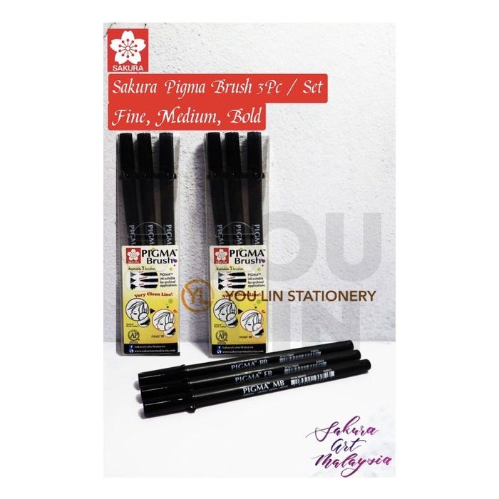 Sakura Pigma Brush 3's/Set
