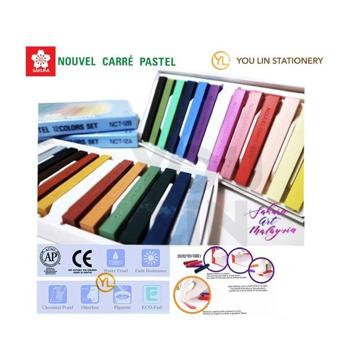 Sakura Nouvel Carre Pastel 12 Color Set-A