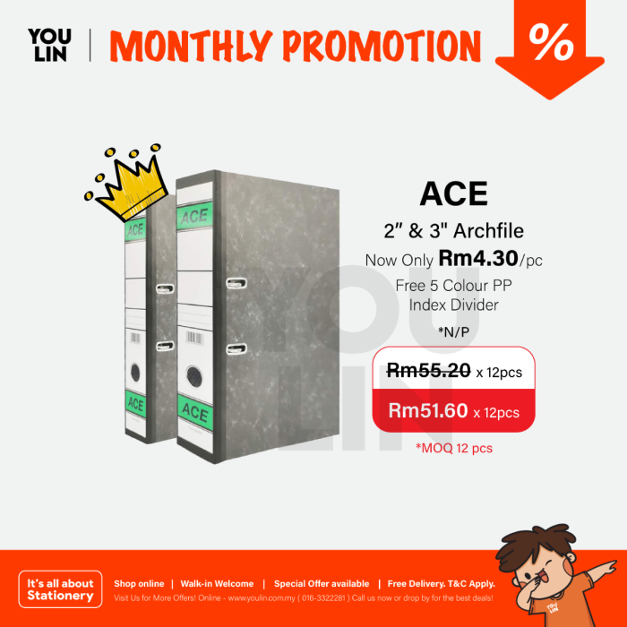 ACE 3''(75mm) FC Lever Arch File