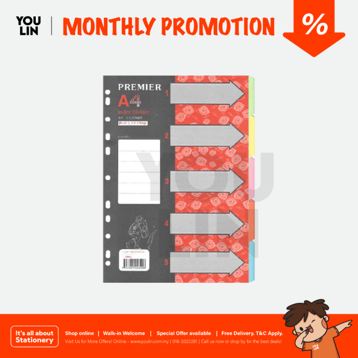 Premier 5 Colour Index Divider