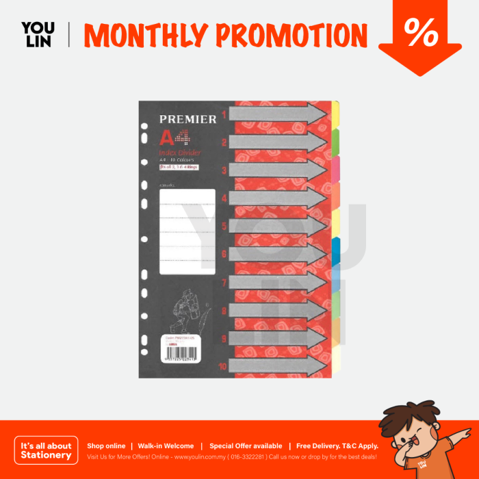 Premier 10 Colour Index Divider