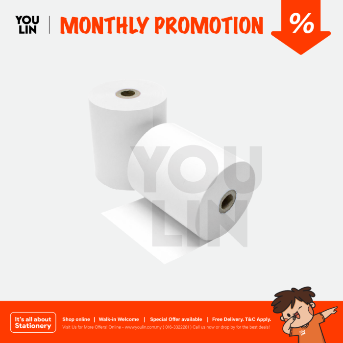 Thermal Paper Roll 57mm x 38 x 12 -  200's/box