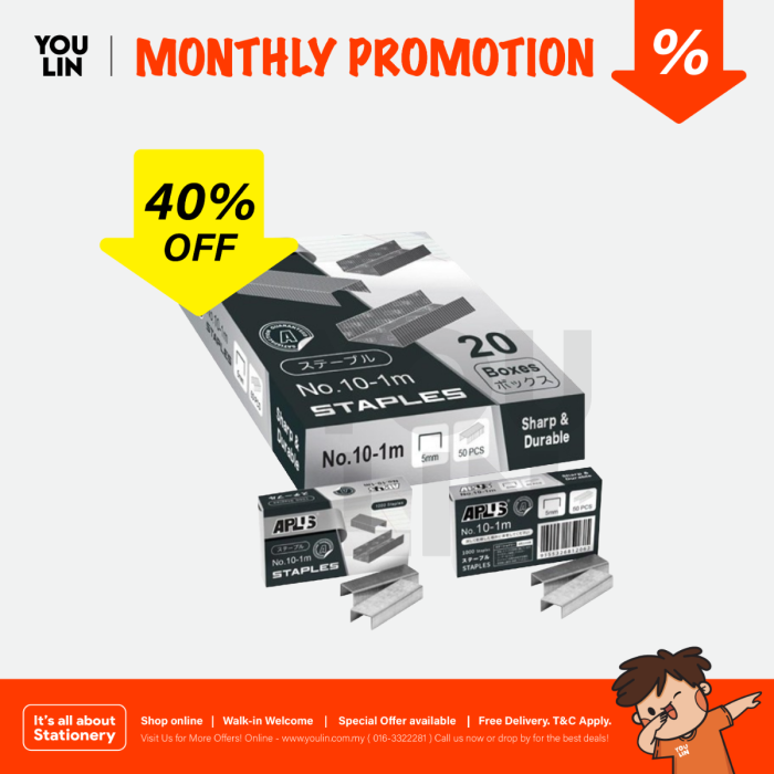 APLUS 10-1m Staples (20's/box)