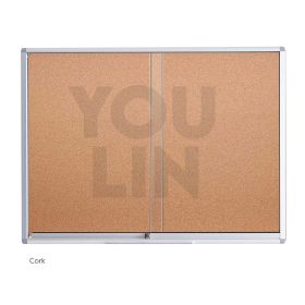 WriteBest Aluminum Frame Cork Sliding Glass Notice Board