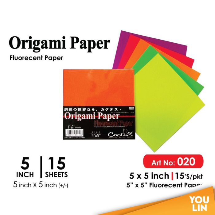 Cactus Origami Fluorescent Paper