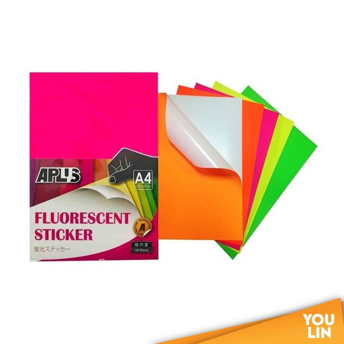 APLUS A4 Fluorescent Sticker Laser Printing sticker 10's - Colour