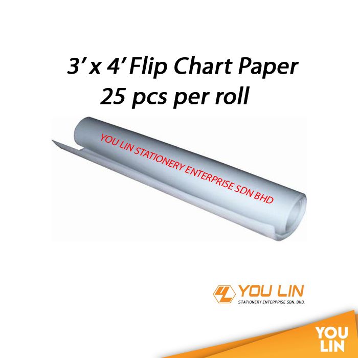 Flip Chart Paper 3'' x 4'' 25pc/Roll Board Accessories
