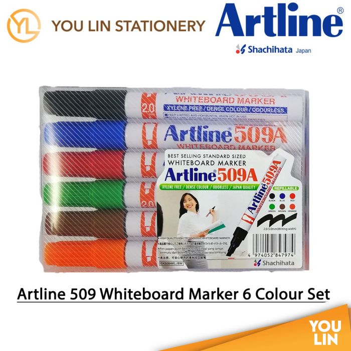 Artline 509A Whiteboard Marker Pen 2.0-5.0mm 6 Colour