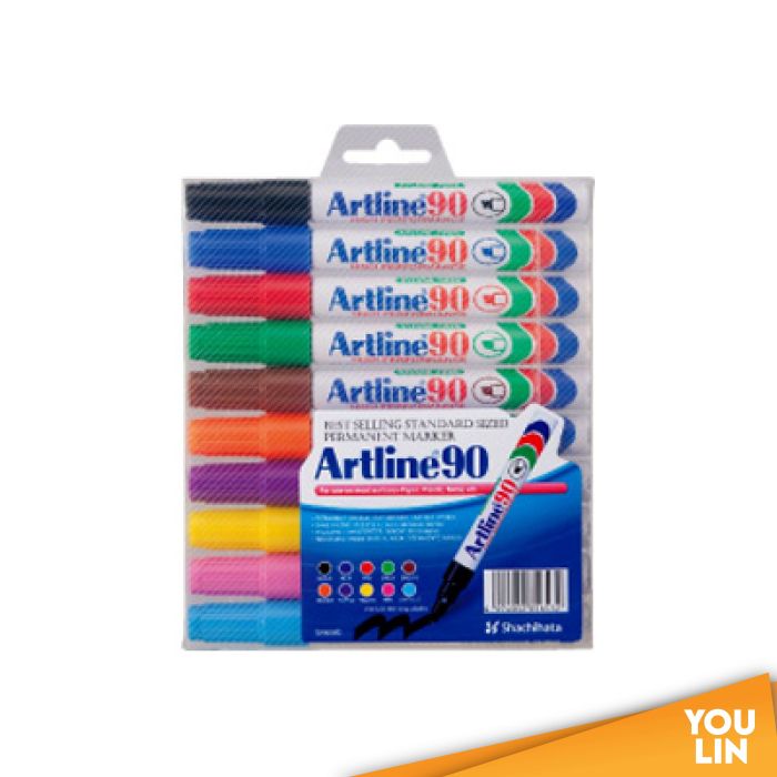 Artline 90 Permanent Marker Pen 2.0-5.0mm 10 Colour