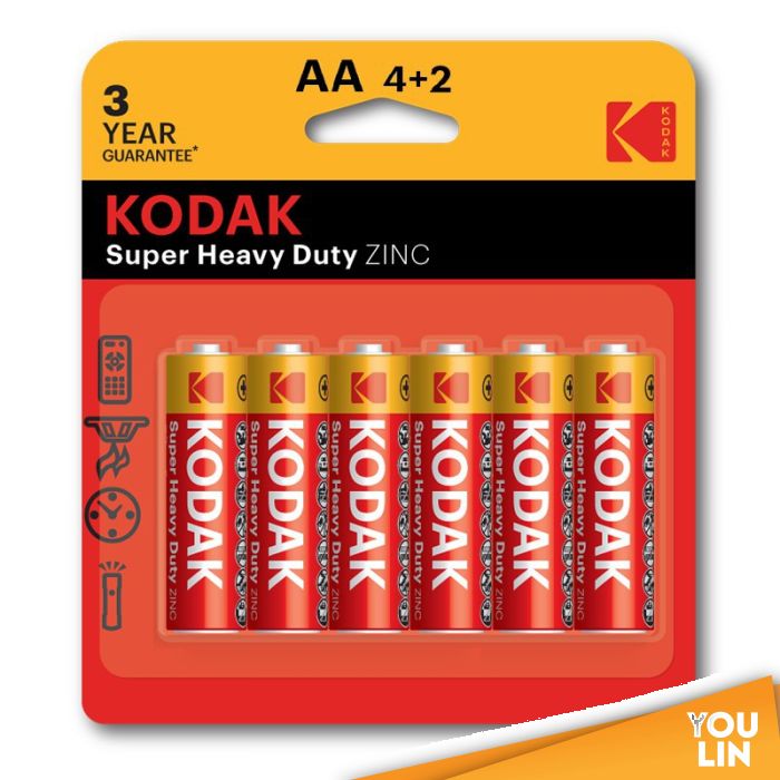 Kodak Super Heavy Duty AA 4+2pc Card Battery