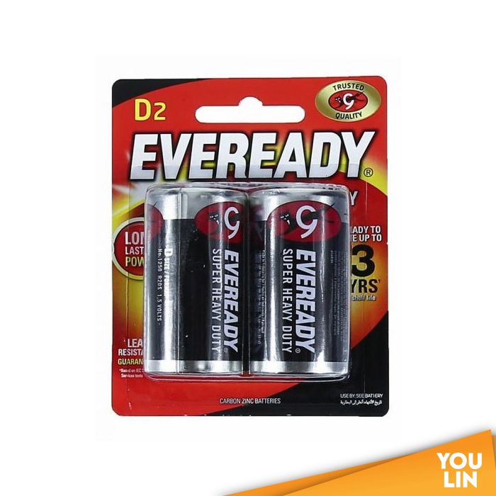 Eveready 1250BP2M D Super Heavy Duty Battery 2pc Card