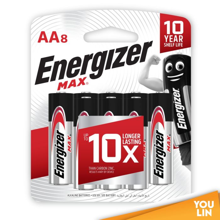 Energizer E91BP8M AA Battery 8pc Card