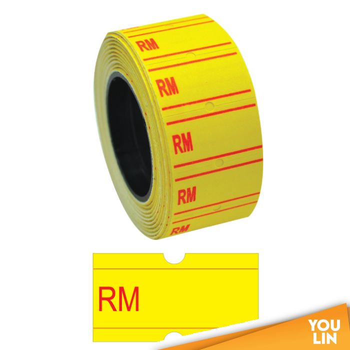Astar Single Line Label "RM" Yellow Plain