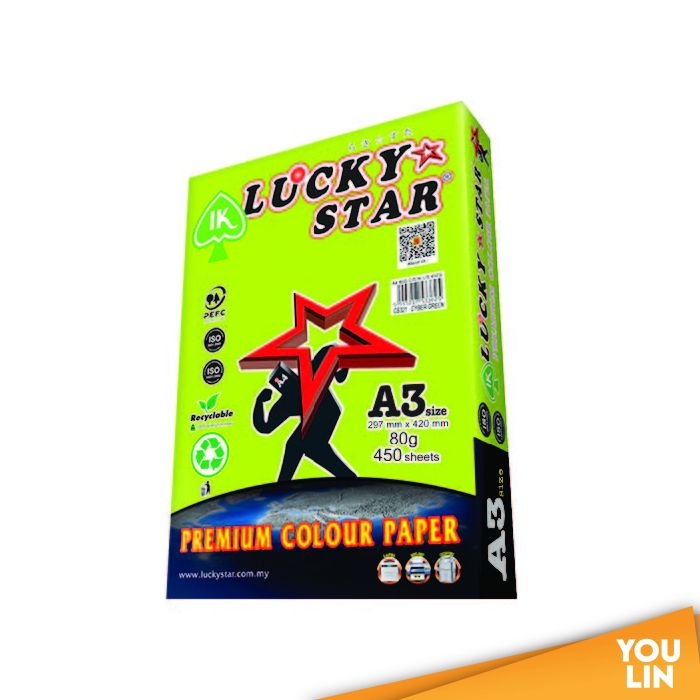 Luckystar CS321 A3 80gm Color Paper 450'S - Cyber Green
