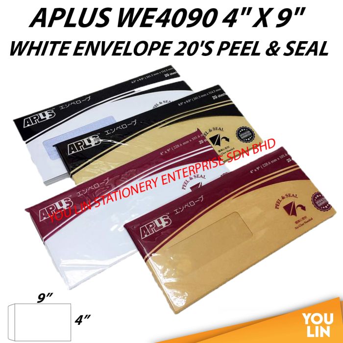 APLUS WE4090 4" X 9" White Envelope 20'S (P&S)