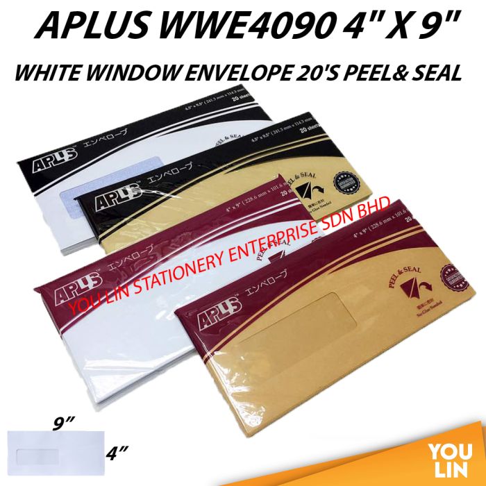 APLUS WWE4090 4" X 9" White Window Envelope 20'S (P&S)