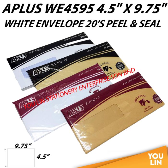 APLUS WE4595 4.5" X 9.75" White Envelope 20'S (P&S)
