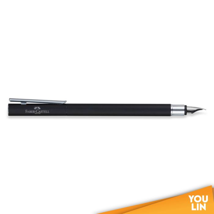 Faber Castell 342201 Neo Slim S/S Fountain Pen F - Black Matt Shiny Chromed