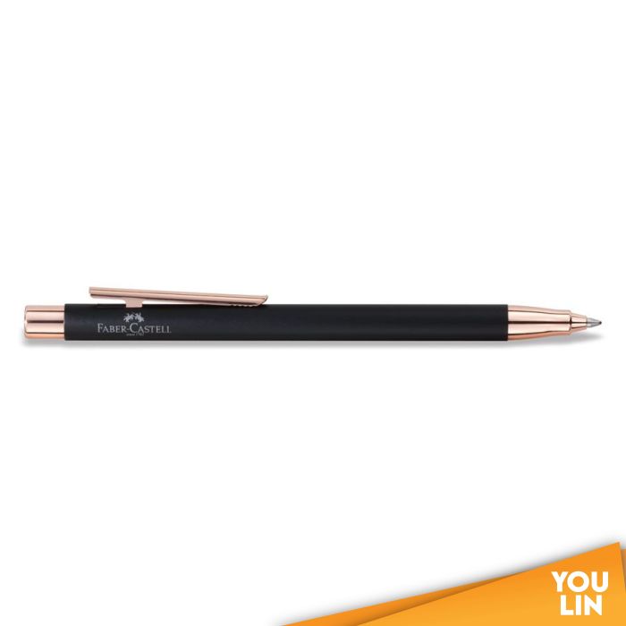 Faber Castell 343110 Neo Slim S/S Ball Pen - Black Matt Rose Gold Chromed