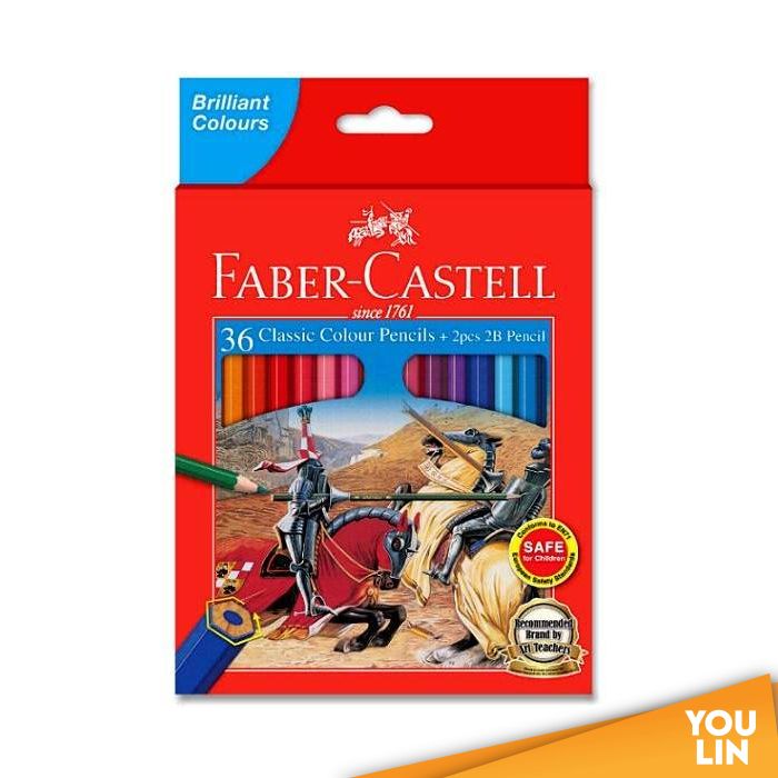 Faber Castell 115885 36L Classic Colour Pencil+2PC Tri-Grip 2B