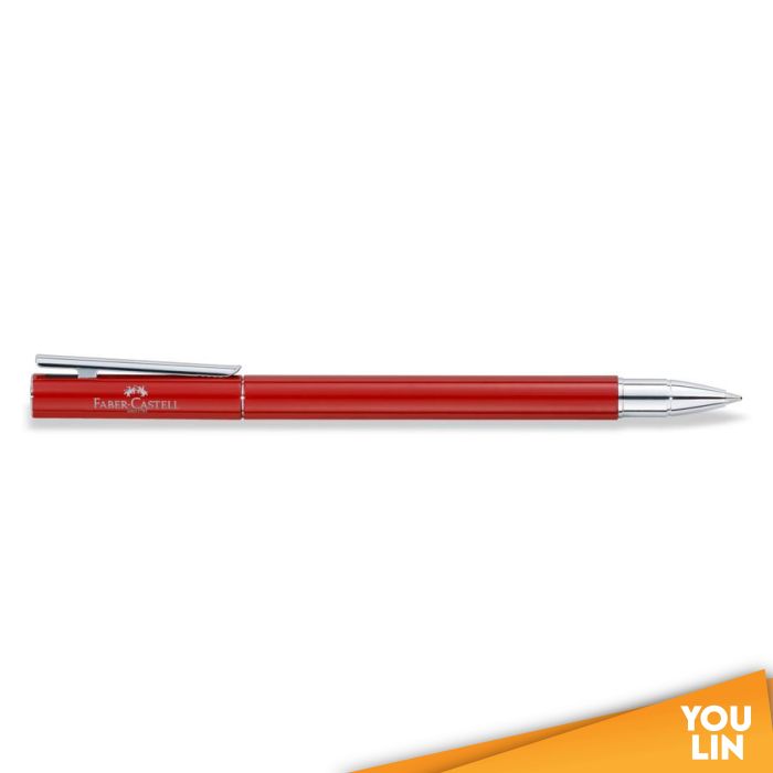 Faber Castell 342605 Neo Slim S/S Roller Ball Pen - Oriental Red Shiny Chromed