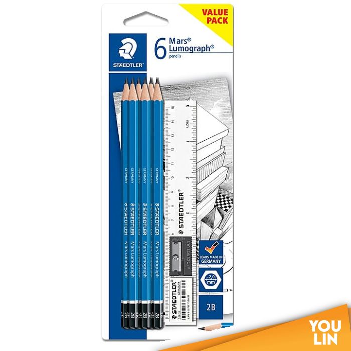 STAEDTLER 130462BBK610 Norica 2B Pencil Set + Era + Spr Wr
