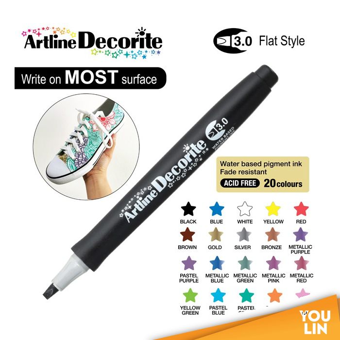 Artline EDF3 Decorite Marker Flat Pen 3.0mm Drawing Pen