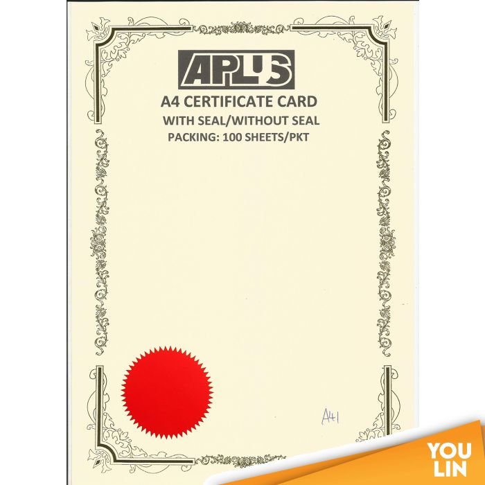 APLUS A4 160gm Certificate Card V/Seal - AS41
