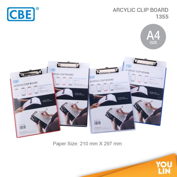 CBE 1355 A4 Acrylic Clip Board