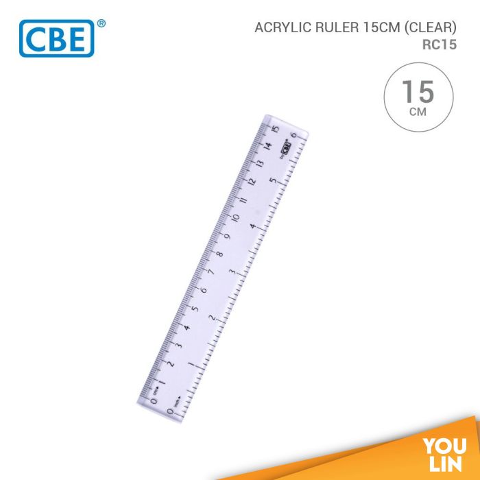 CBE RC15 Acrylic Ruler 15CM - Clear