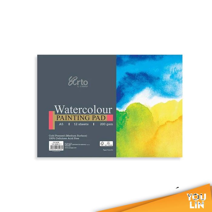 Arto CR36298 A5 200GSM Watercolour Paper Pad 12'S