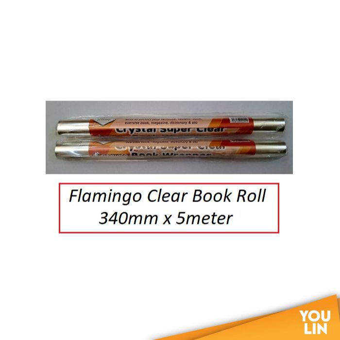 Flamingo Book Wrapper 340MM X 5M - Clear