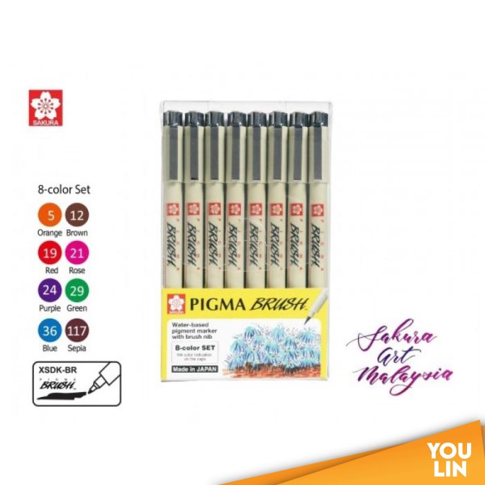 Sakura Pigma Brush Pen 8 Colour Set