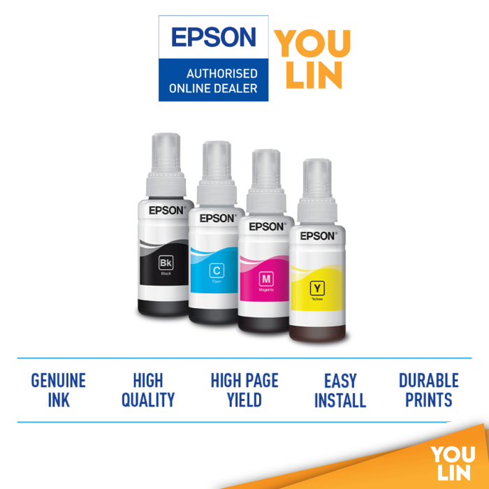 Epson T664 Ink Bottle (Black, Cyan, Magenta, Yellow)