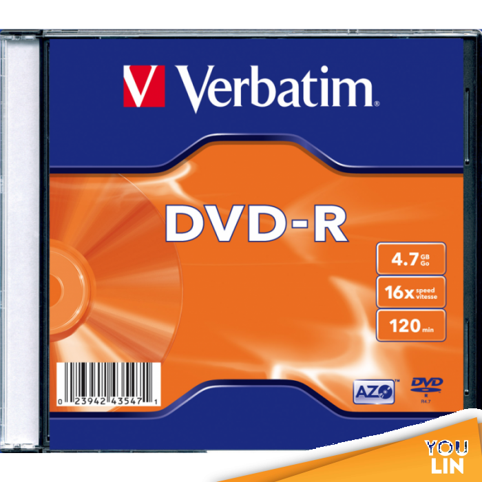 Verbatim DVD-R 16X 4.7GB 120Min With Slim Case