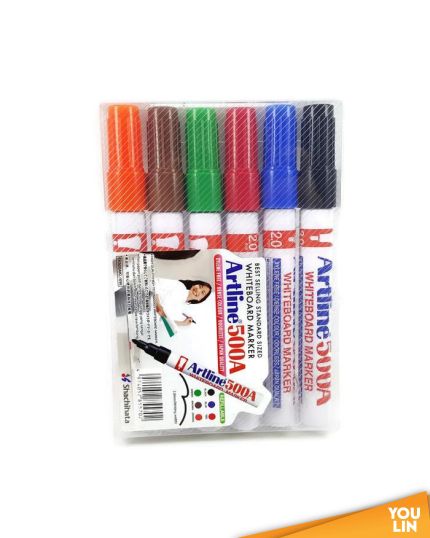 Artline 500A Whiteboard Marker Pen 2.0mm 6 Colour