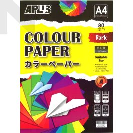 APLUS CP4802 A4 80gm Mix Dark Colour Paper 100'S Ast - Card