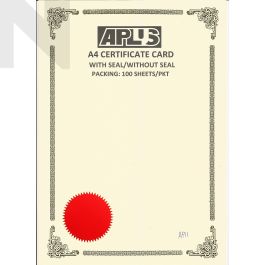 APLUS A4 160gm Certificate Card V/Seal - APS11 - Certificate