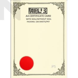 APLUS A4 160gm Certificate Card V/Seal - APS8 - Certificate