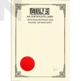 APLUS A4 160gm Certificate Card V/Seal - AS09 - Certificate
