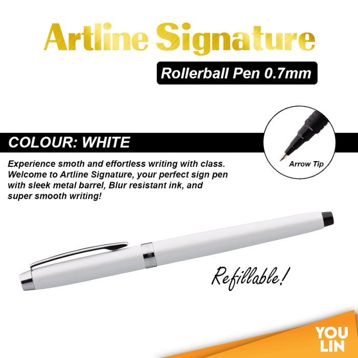 Artline EKSG-4400 Signature Roller Ball Pen 0.7mm - White Barrel