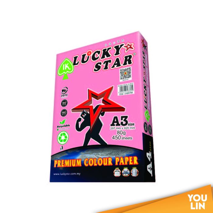 Luckystar CS342 A3 80gm Color Paper 450'S - Cyber Pink