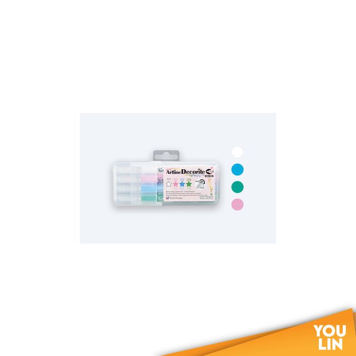 Artline EDF-1/4PSH1 Decorite Marker Pen 1.0mm 4 Colour (Pastel)