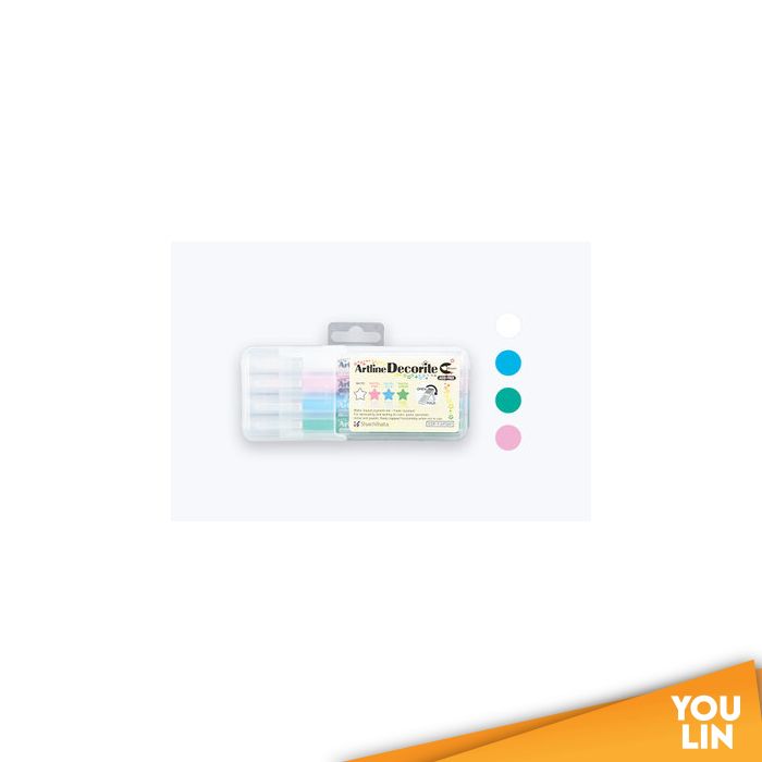Artline EDF-F/4PSH1 Decorite Brush Pen 4 Pastel Colour