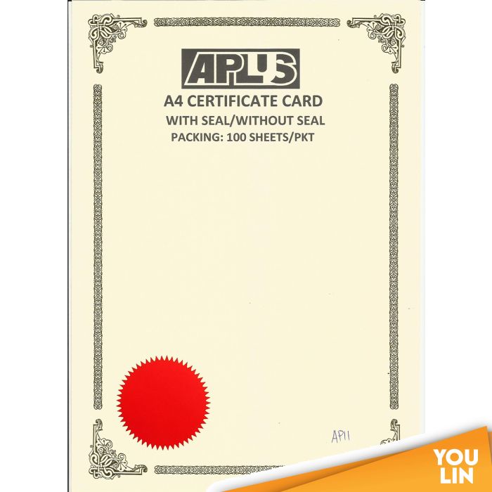 APLUS A4 160gm Certificate Card V/Seal - APS11 - Certificate