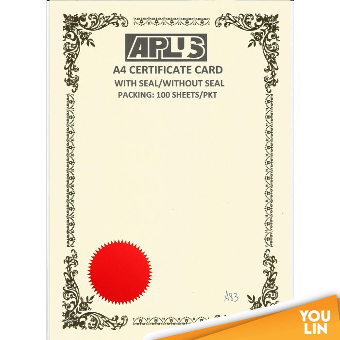 APLUS A4 160gm Certificate Card V/Seal - AS83 - Certificate