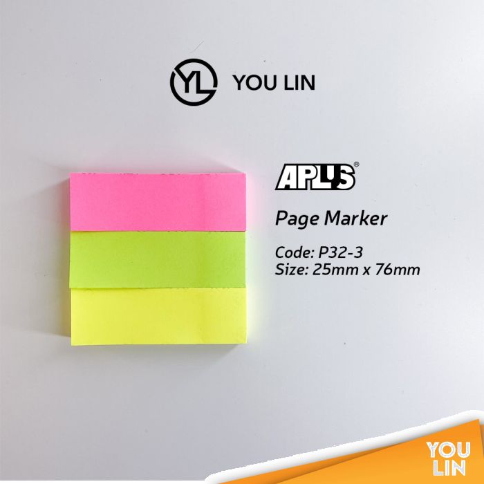 APLUS P32-3 25MM X 76MM Asst 3 Page Marker